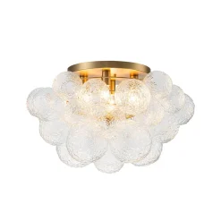 Cluster Rippled Glass Bubble Round Semi Flush Chandelier