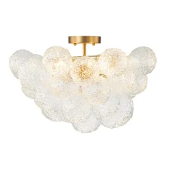 Cluster Rippled Textured Glass Bubble Semi Flush Chandelier