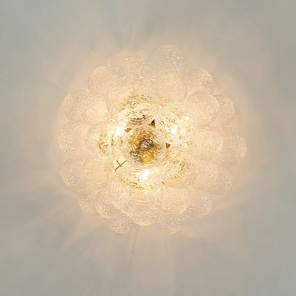 Cluster Rippled Textured Glass Bubble Semi Flush Chandelier