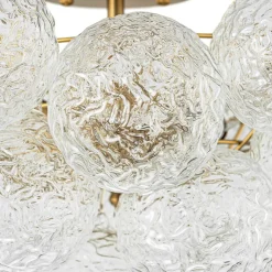 Cluster Rippled Textured Glass Bubble Semi Flush Chandelier