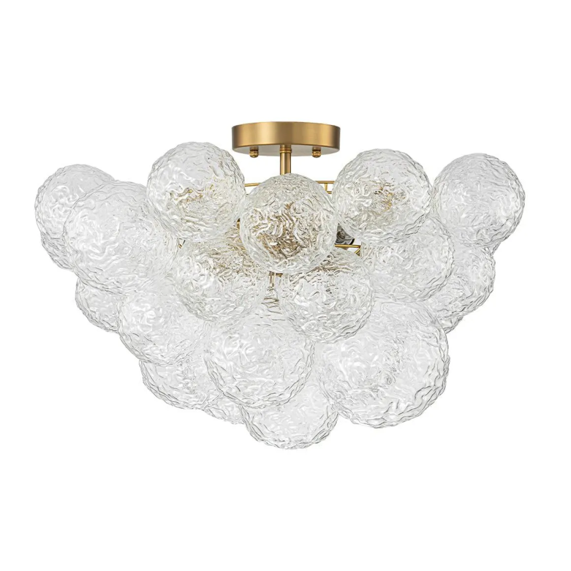 Cluster Rippled Textured Glass Bubble Semi Flush Chandelier