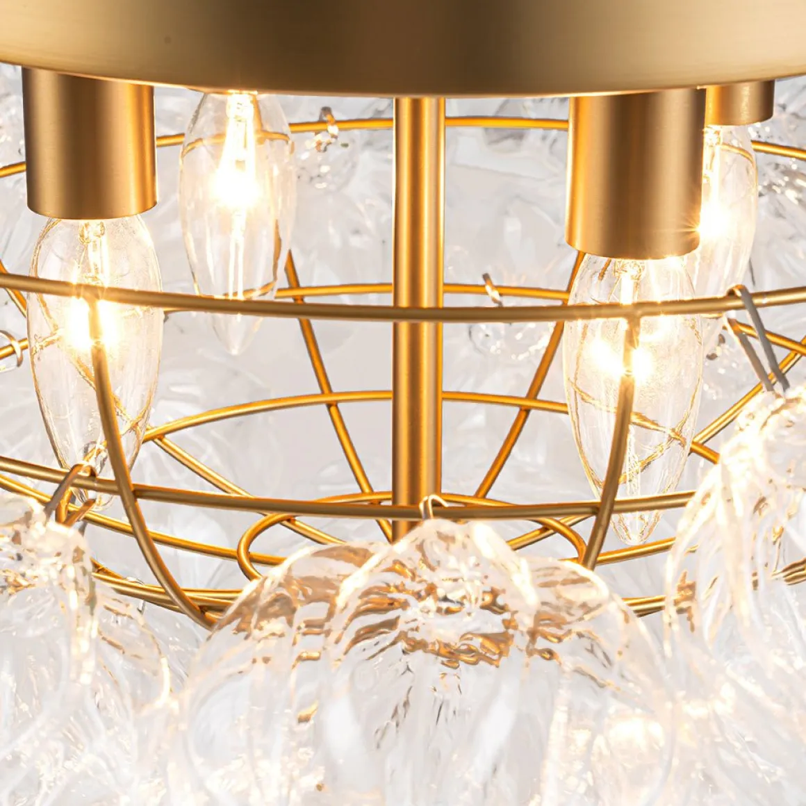Cluster Sculpture Glass Bubble Round Semi Flush Chandelier