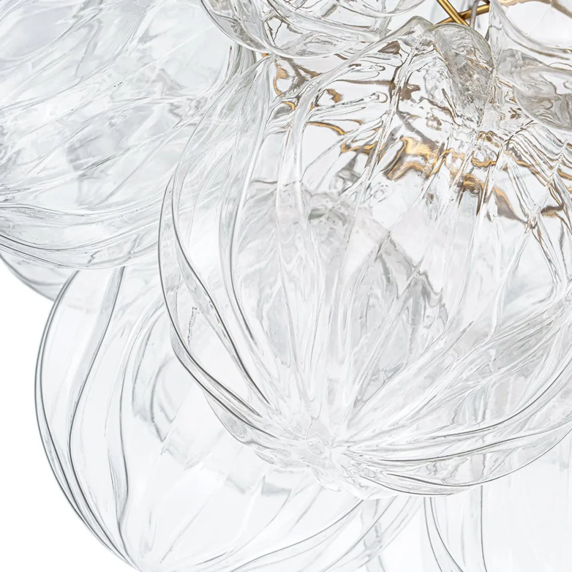 Cluster Sculpture Glass Bubble Round Semi Flush Chandelier