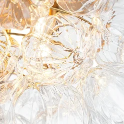 Cluster Sculpture Glass Bubble Round Semi Flush Chandelier