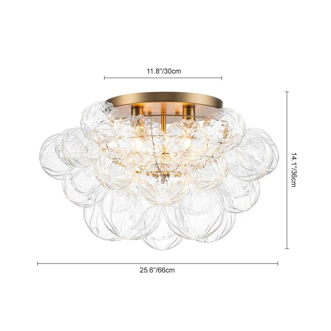 Cluster Sculpture Glass Bubble Round Semi Flush Chandelier