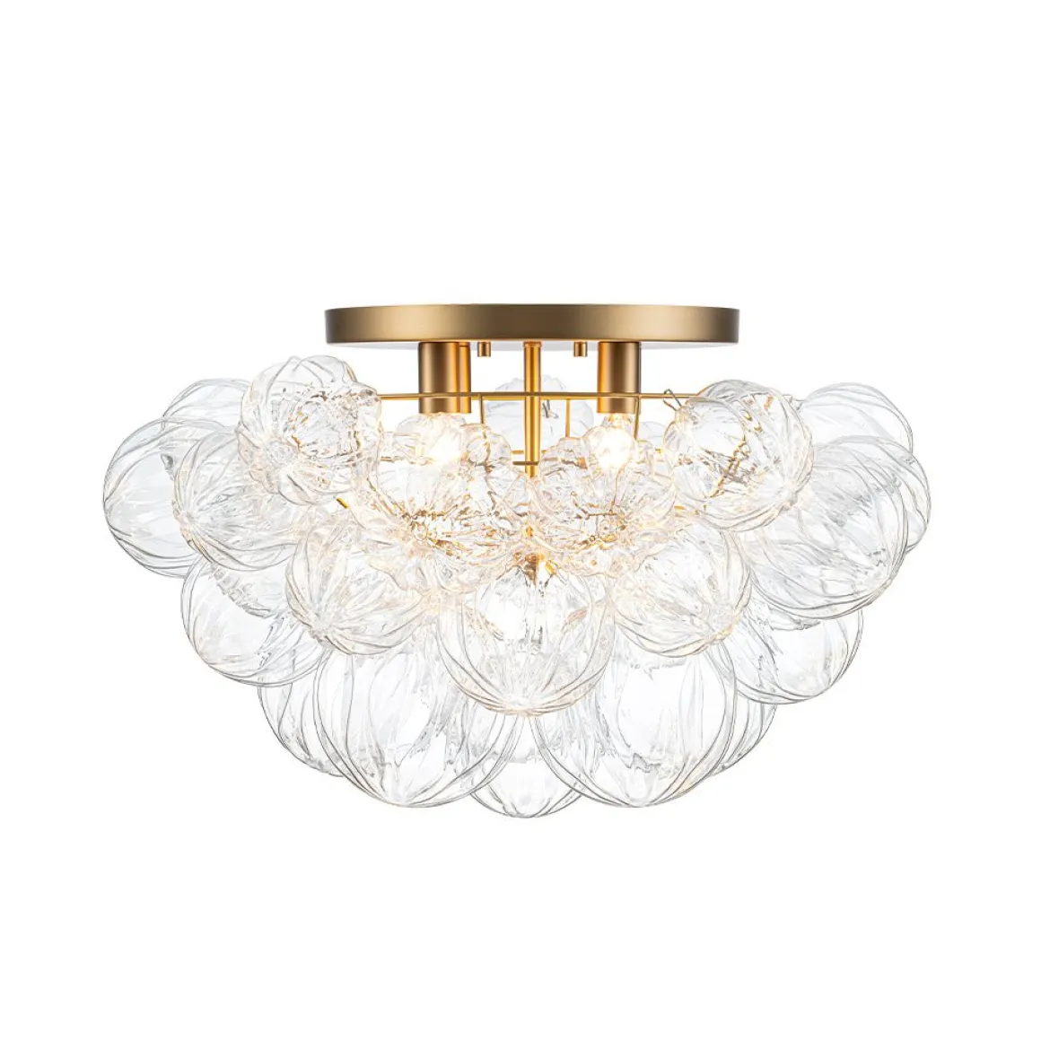 Cluster Sculpture Glass Bubble Round Semi Flush Chandelier