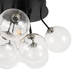 Cluster Seeded Glass Globe Bubble Round Semi Flush Mount