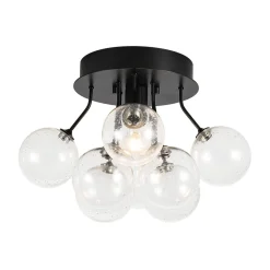Cluster Seeded Glass Globe Bubble Round Semi Flush Mount