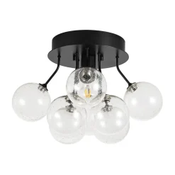 Cluster Seeded Glass Globe Bubble Round Semi Flush Mount