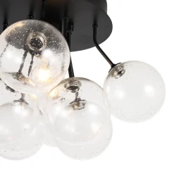 Cluster Seeded Glass Globe Bubble Round Semi Flush Mount
