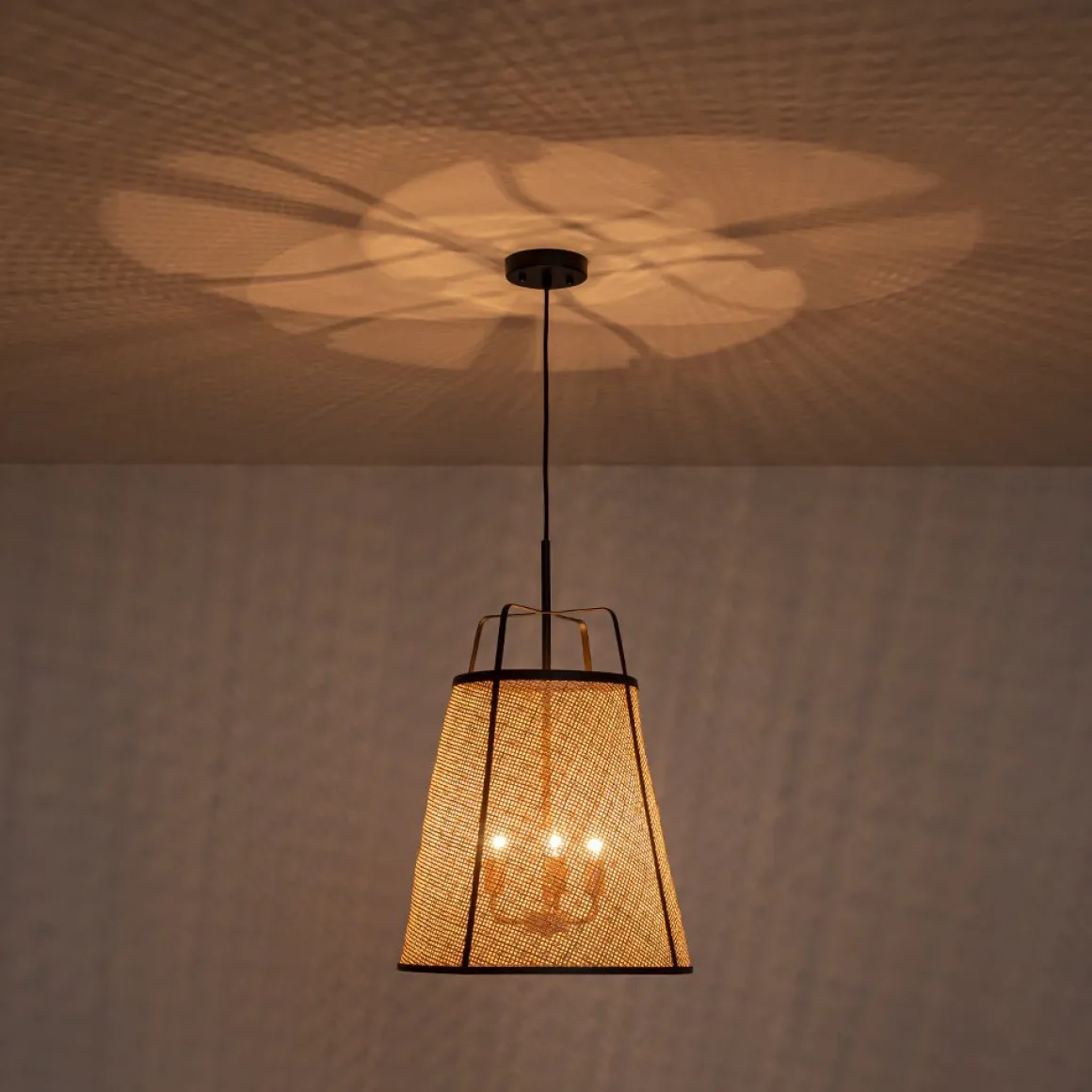 Coastal Woven Rattan Conical Lantern Pendant Light