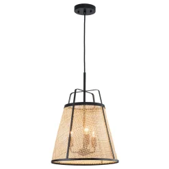 Coastal Woven Rattan Conical Lantern Pendant Light