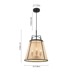 Coastal Woven Rattan Conical Lantern Pendant Light