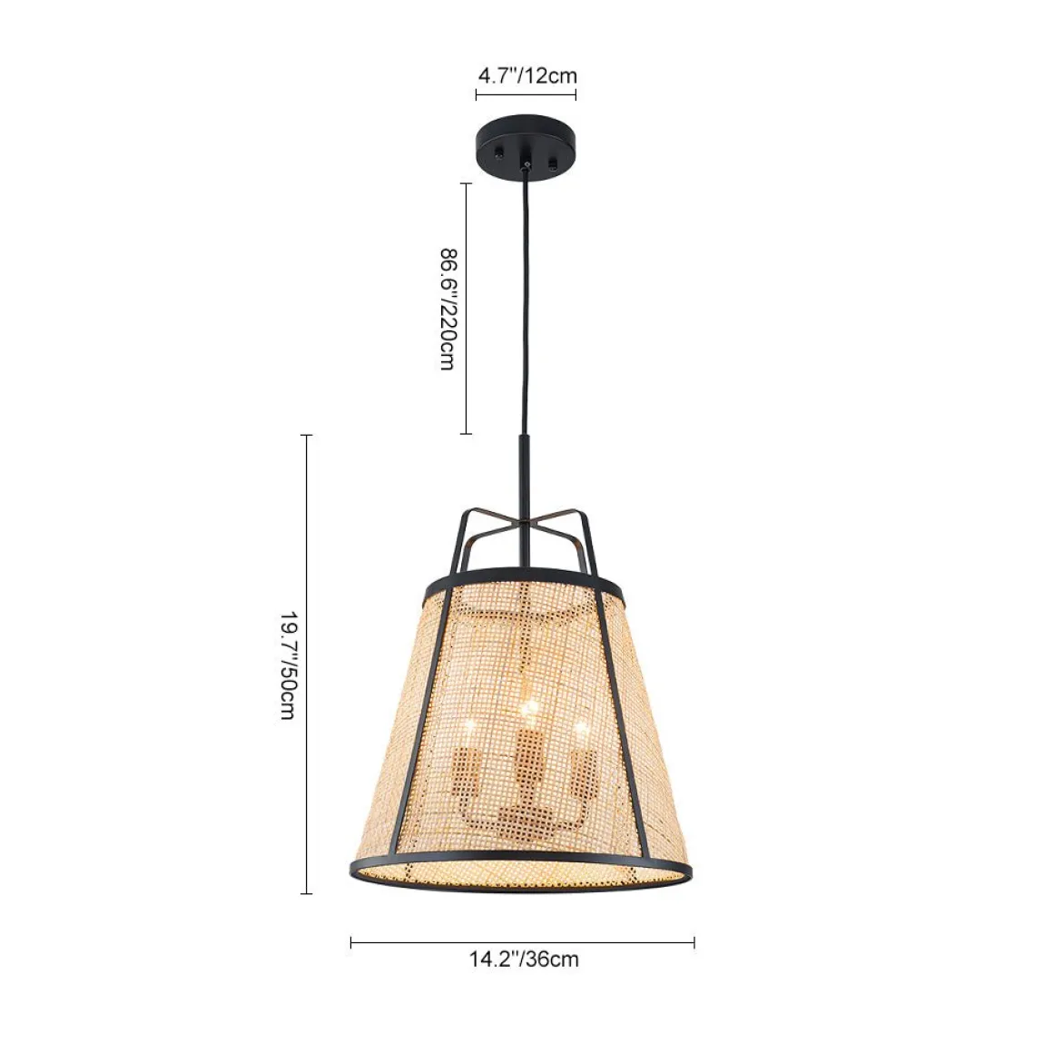 Coastal Woven Rattan Conical Lantern Pendant Light