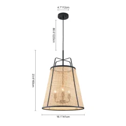 Coastal Woven Rattan Conical Lantern Pendant Light