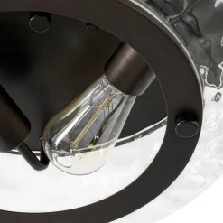 Contemporary Clear Striped Glass Round Flush Mount Light