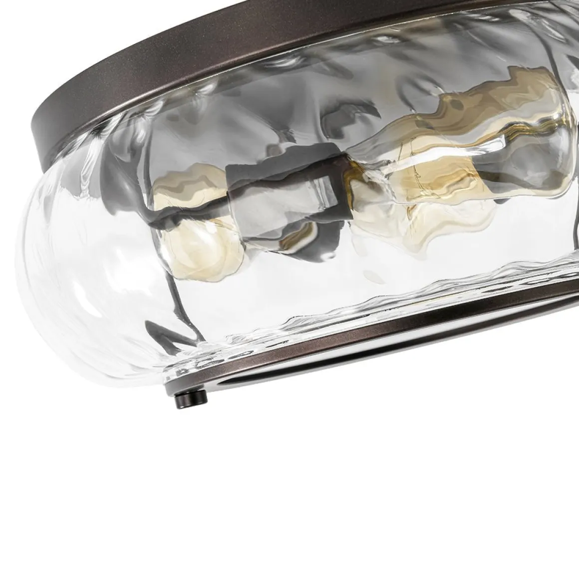 Contemporary Clear Striped Glass Round Flush Mount Light