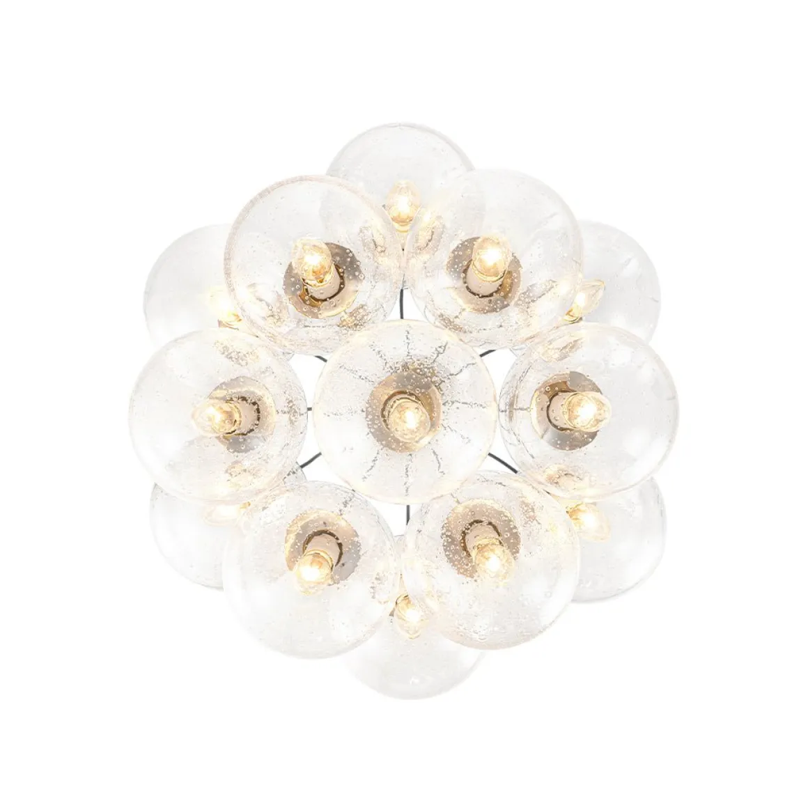 Contemporary Cluster Seeded Glass Globe Bubble Chandelier
