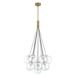 Contemporary Cluster Seeded Glass Globe Bubble Chandelier