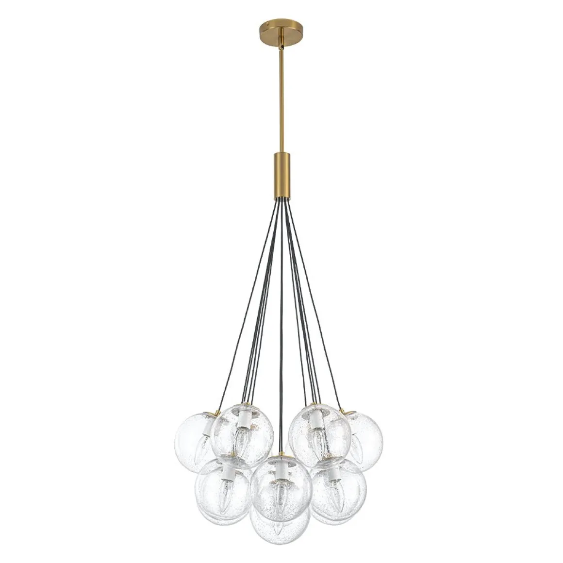 Contemporary Cluster Seeded Glass Globe Bubble Chandelier