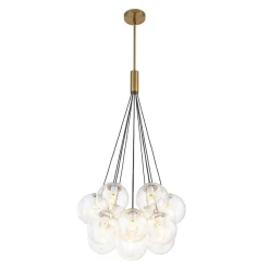 Contemporary Cluster Seeded Glass Globe Bubble Chandelier