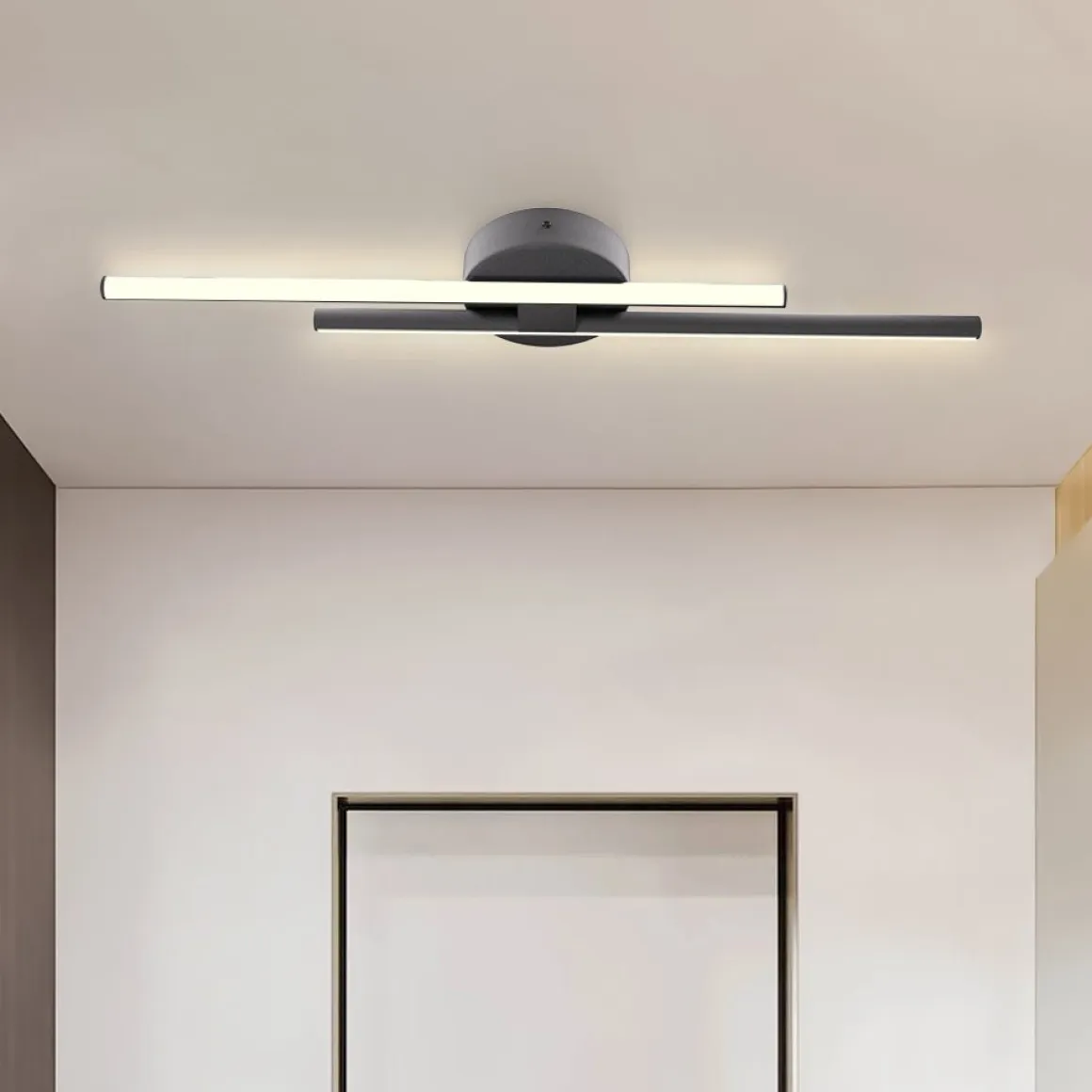 Contemporary Dimmable Linear LED Semi Flush Mount Light