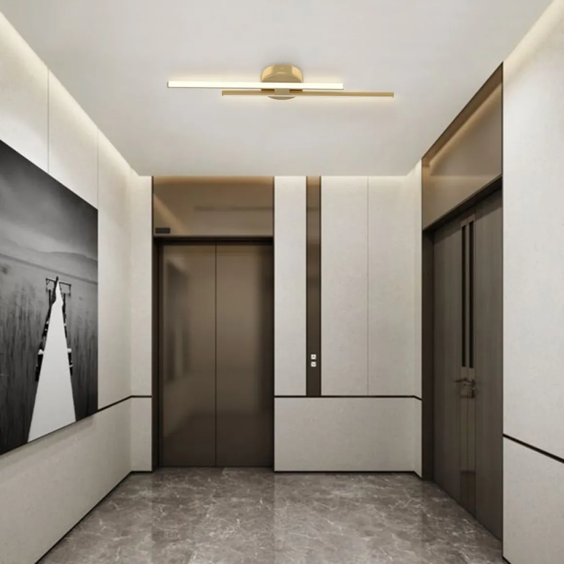 Contemporary Dimmable Linear LED Semi Flush Mount Light