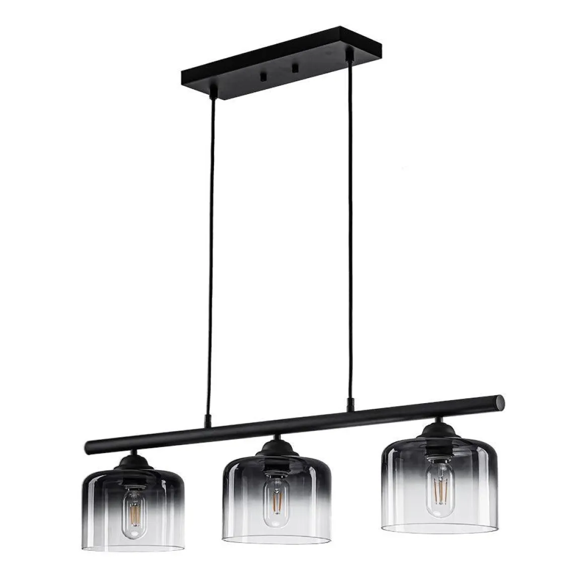 Contemporary 3-Light Gradual Smoked Glass Island Chandelier