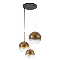 Contemporary Polished Gradual Glass Globe 3-Light Pendant