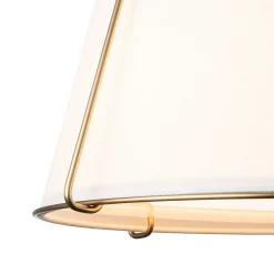 Contemporary Wide Linen Drum Brass Semi Flush Mount