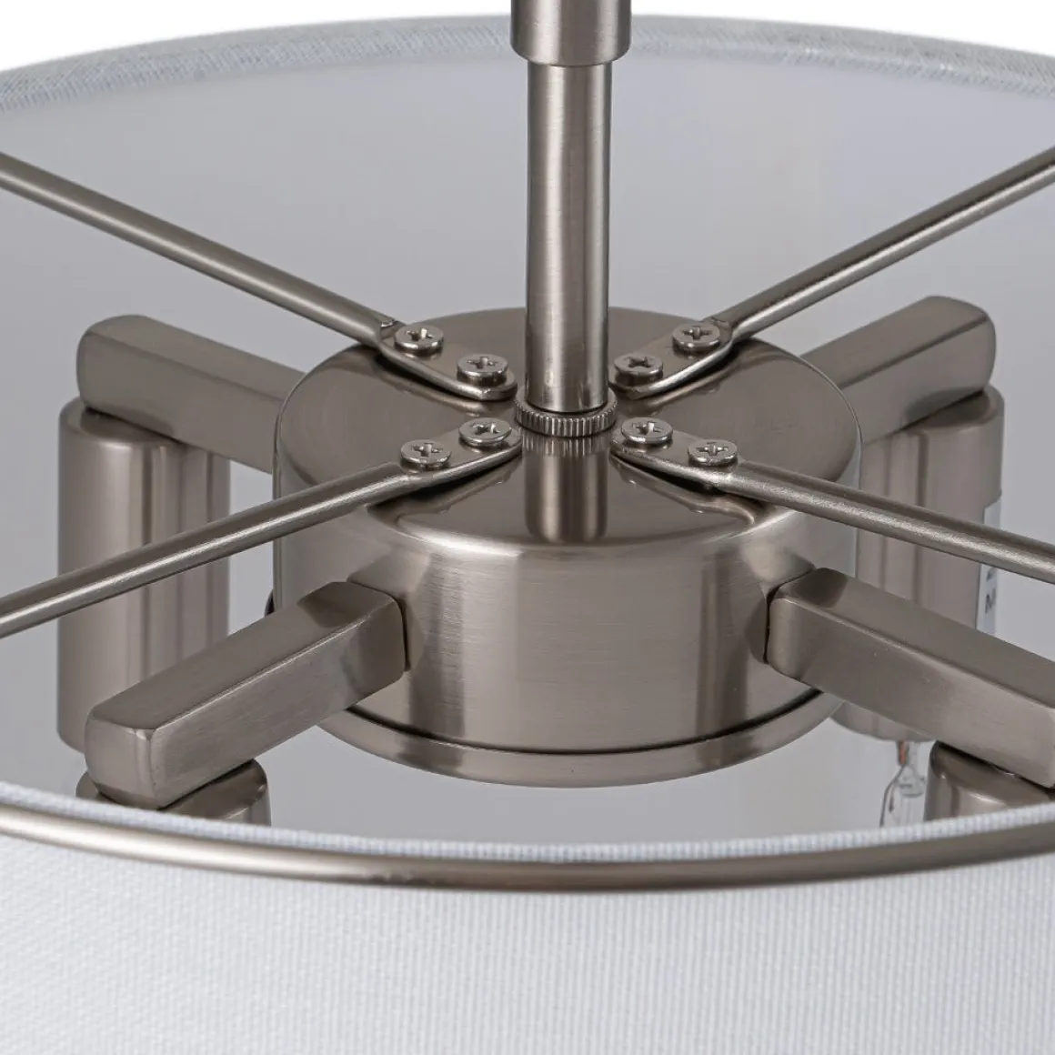 Contemporary Wide Linen Drum Brass Semi Flush Mount