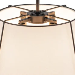 Contemporary Wide Linen Drum Brass Semi Flush Mount
