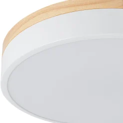 Contemporary Wood Round Dimmable LED Ceiling Light