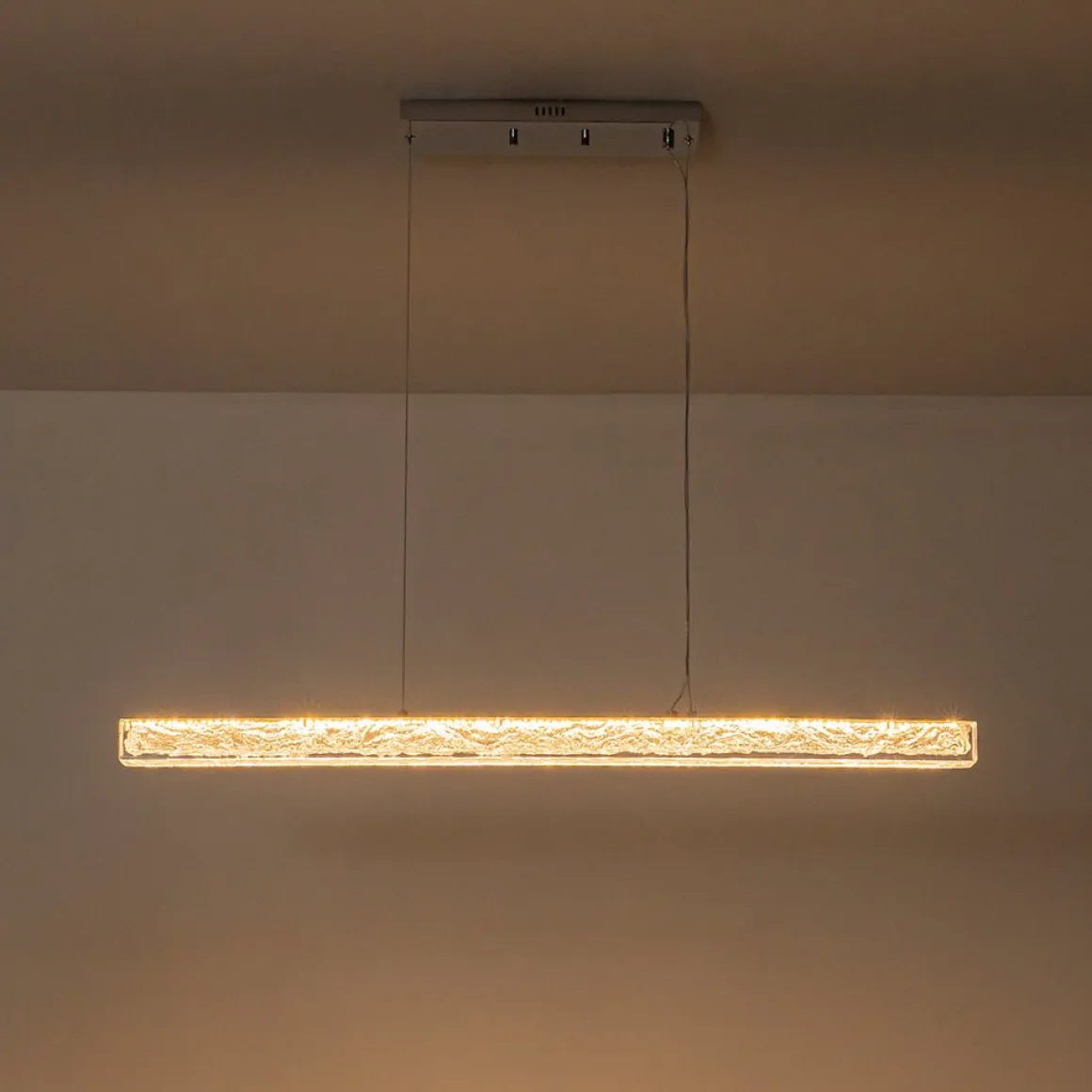 Crystal Resin Art Dimmable LED Linear Island Chandelier