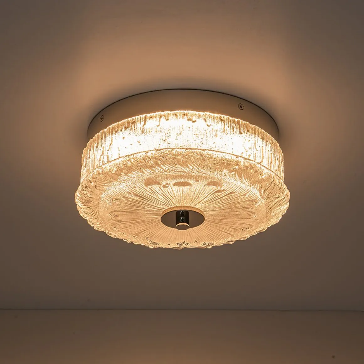 Decorative Clear Glazed Glass Round LED Ceiling Light