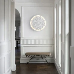 Decorative French White Medallion LED Flush Mount Light