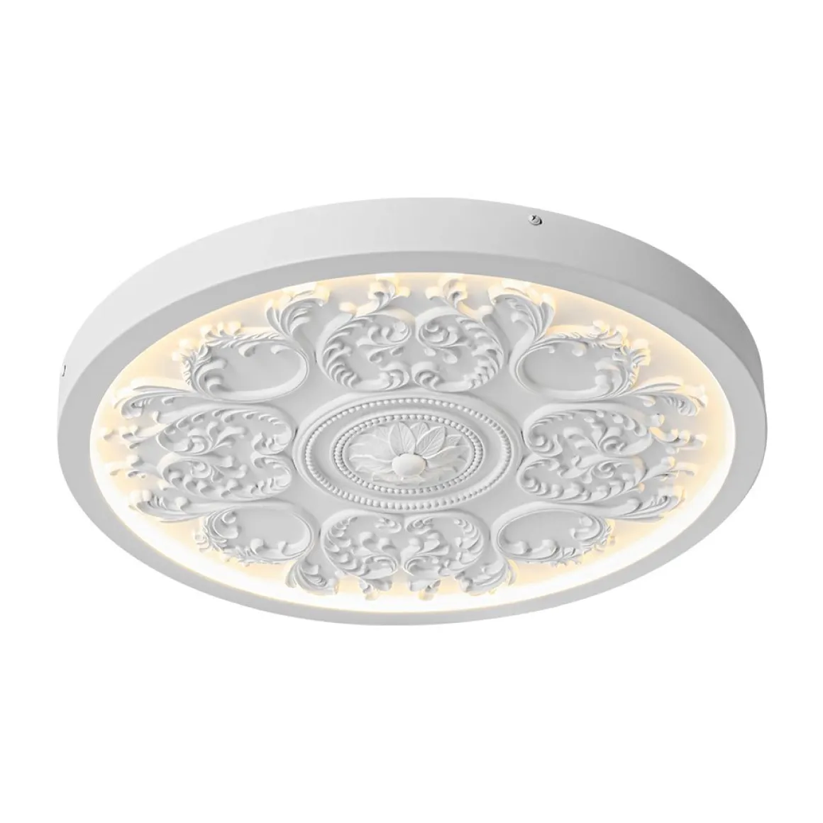 Decorative French White Medallion LED Flush Mount Light