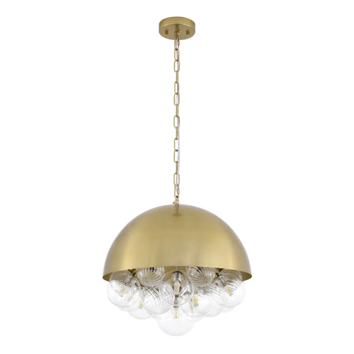 Designer Cluster Glass Globe Metal Dome Pendant Light
