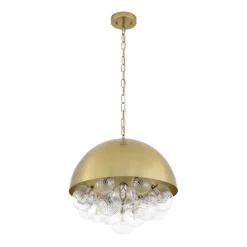 Designer Cluster Glass Globe Metal Dome Pendant Light