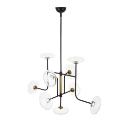Designer 9-light Glass Dimmable LED Linear Sputnik Chandelier