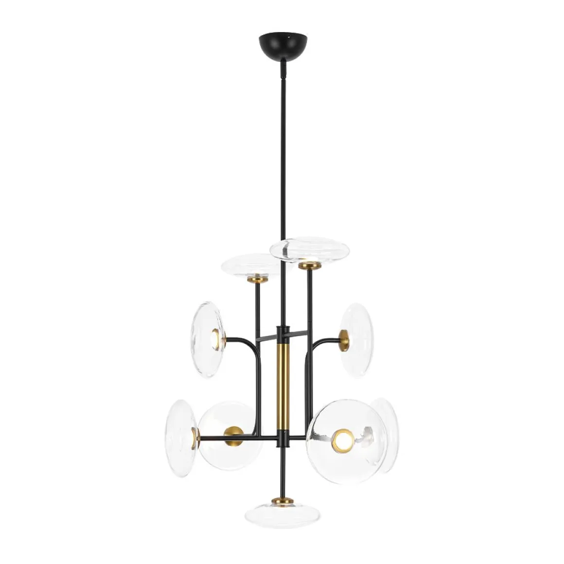Designer 9-light Glass Dimmable LED Linear Sputnik Chandelier