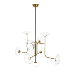 Designer 9-light Glass Dimmable LED Linear Sputnik Chandelier
