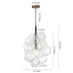 Dimmable Cluster Ribbed Glass Bubble Chandelier Pendant Light