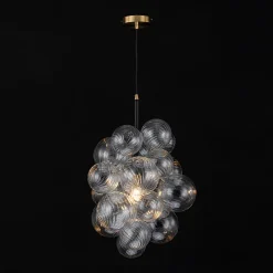 Dimmable Cluster Ribbed Glass Bubble Chandelier Pendant Light