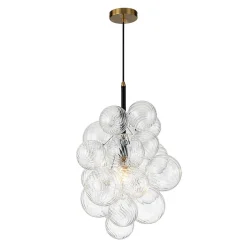 Dimmable Cluster Ribbed Glass Bubble Chandelier Pendant Light