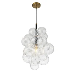Dimmable Cluster Ribbed Glass Bubble Chandelier Pendant Light