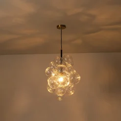 Dimmable Cluster Ribbed Glass Bubble Chandelier Pendant Light