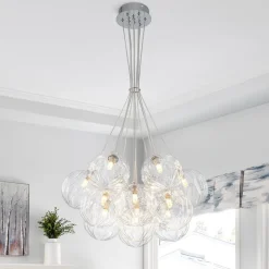 Dimmable Cluster Sculpture Texture Glass Globe Bubble Chandelier