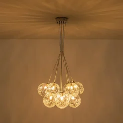 Dimmable Cluster Sculpture Texture Glass Globe Bubble Chandelier