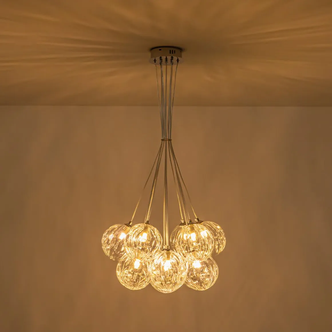 Dimmable Cluster Sculpture Texture Glass Globe Bubble Chandelier